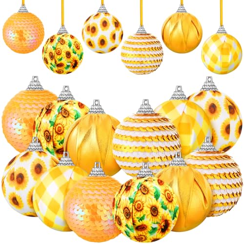 24 Pcs Sunflower Christmas Tree Ornaments - Cute Sunflower Hanging Decorations