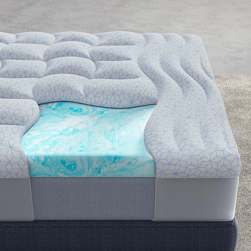Cooling Memory Foam Mattress Topper King Size - Dual Layer Gel & Ice Silk Cover - Back Pain Relief