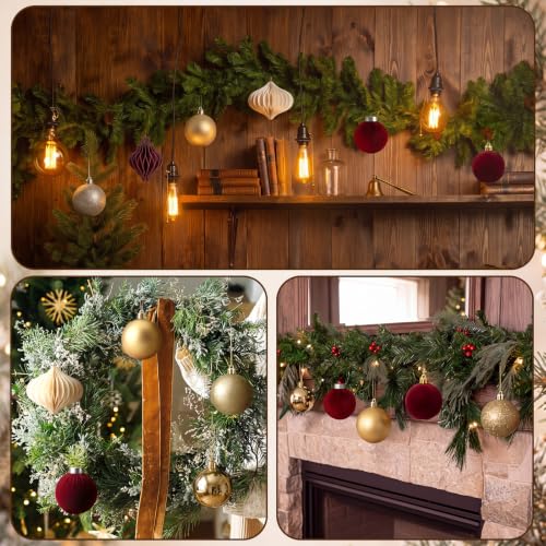 Vertintong Burgundy & Gold Christmas Ornaments Set - 45 Pcs Holiday Decoration Pack