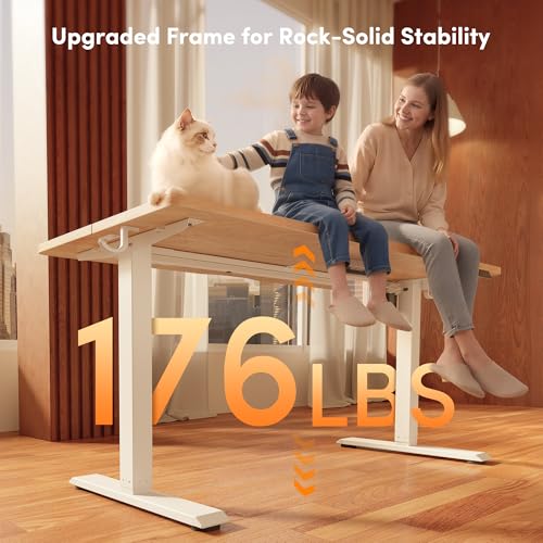 FEZIBO Maple 48x24 Inch Electric Standing Desk - Adjustable Height, 3 Memory Presets