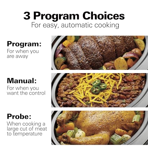 Hamilton Beach Stainless Steel 6-Quart Programmable Slow Cooker Set & Forget