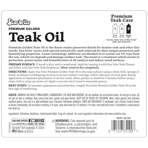 Star Brite 128 Oz Golden Teak Oil - Outdoor Wood Sealer & Preserver