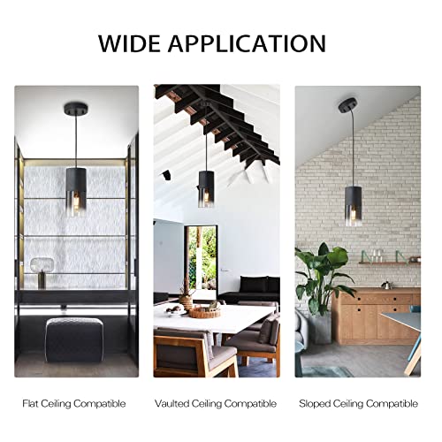 LINSEEDS 2-Pack Black Adjustable Glass Pendant Lights for Kitchen & Dining - Modern Industrial Style