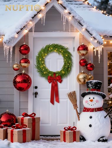 NUPTIO 36 Inch Large Outdoor Prelit Norfolk Pine Christmas Wreath (120 cm)