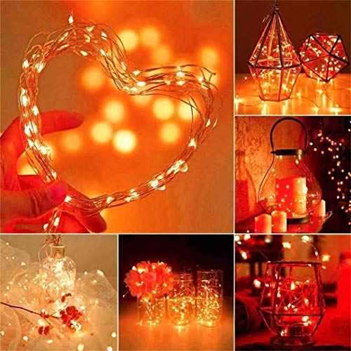 with Timer Function Battery Operated Dewdrop Led Lights,Mini Fairy Lights for Home Parties Christmas/Halloween Holiday Decoration,6 Hours on/18 Hours Off,30 LEDs,10 Feet (Orange, 2)