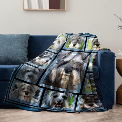Schnauzer Blanket for Kids Boys Girls, Schnauzer Gifts for Schnauzer Dog Lover, Super Soft Fuzzy Dog Throw Blanket Schnauzers Print Plush Gift for Birthday Christmas 40x50 inch
