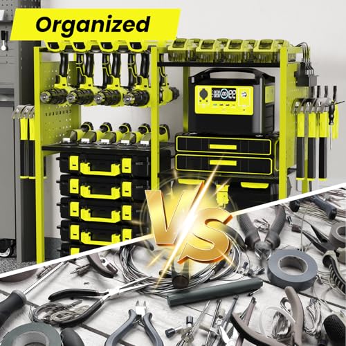 Heavy-Duty Tool Organizer Cart with Power Strip, 6-Tier Rolling Garage Storage