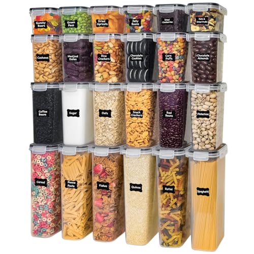 Airtight Food Storage Containers Set - 48 pcs Kitchen Organization with Lids, Labels, Marker & Measuring Spoons - One Size