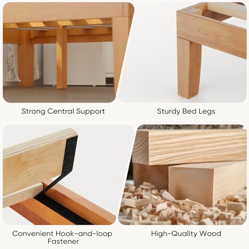 Sweetcrispy 12 Inch Full Bed Frame Honey Oak - 3.5