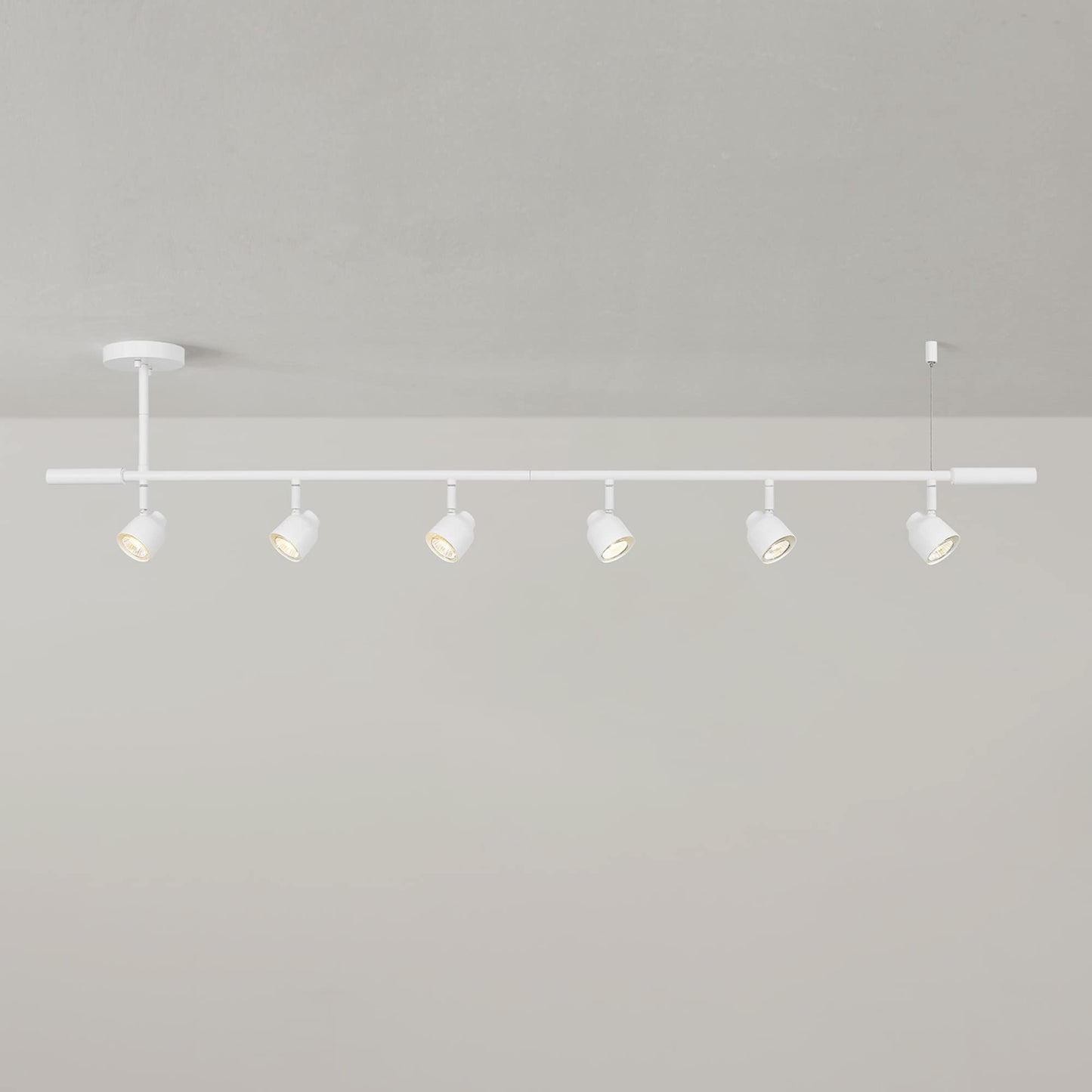 Globe Electric 64000054 6-Light Complete Track Lighting Kit with Pivoting Track Heads, Matte White, Adjustable Height, Ceiling Light Fixture, LED Compatible, Ideal for Kitchen or Living Room