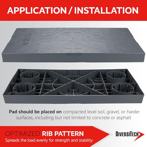 Plastic Equipment Pad for HVAC Systems 36x48x3 Inches Gray Lightweight Rugged