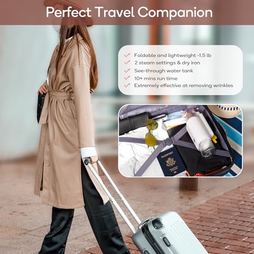 Portable Clothes Steamer with 2 Steam Levels - White-Gold