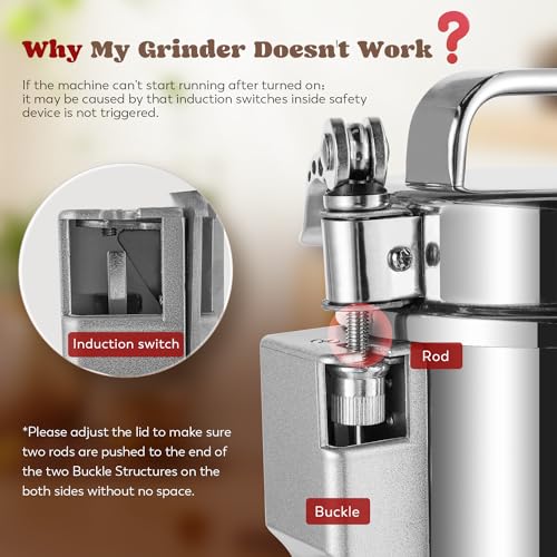 Moongiantgo Electric Grain Mill Grinder 300g Upright Silver 110V