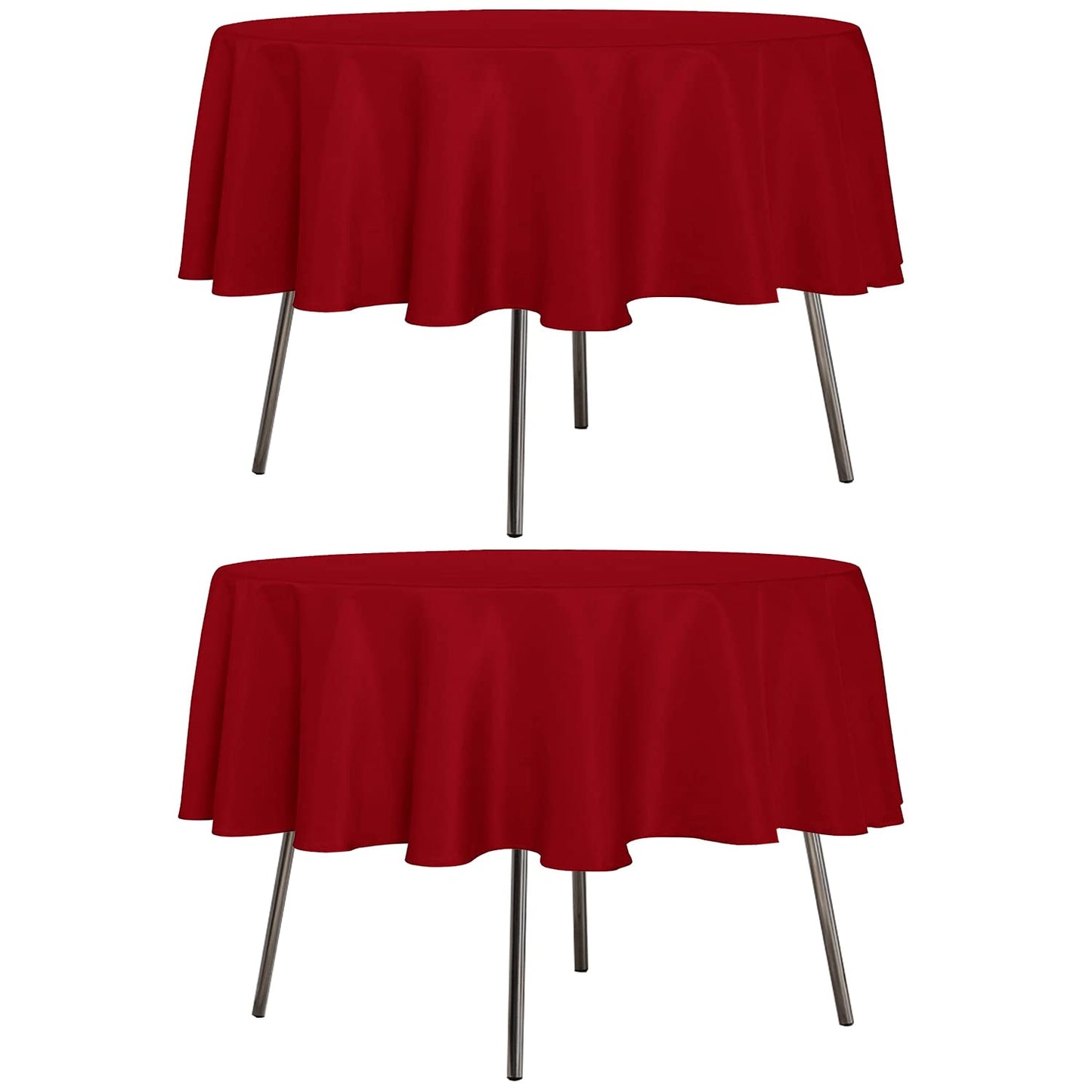sancua 2 Pack Round Tablecloth 70 Inch Red, Stain and Wrinkle Resistant Table Cloth - Washable Polyester Table Cover for Dining Tables, Buffet Parties and Camping