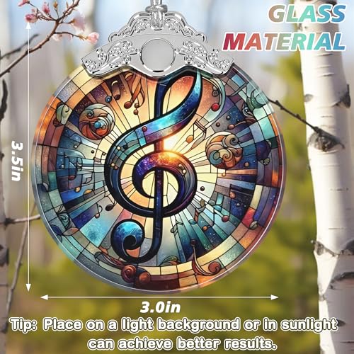 Jocidea Musical Note Stained Glass Christmas Ornament - Holiday Tree Decor