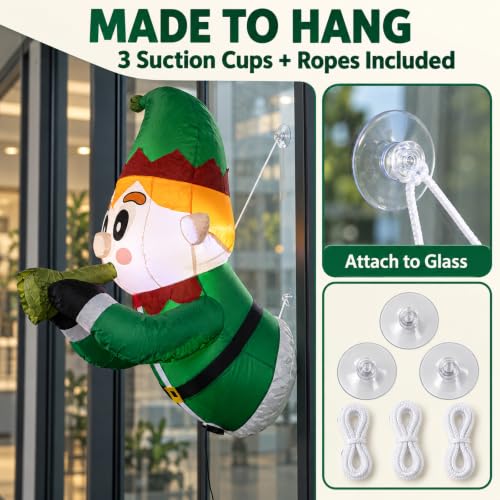 Inflatable Christmas Elf Door Decor - Peeping Holiday Indoor/Outdoor Figurine