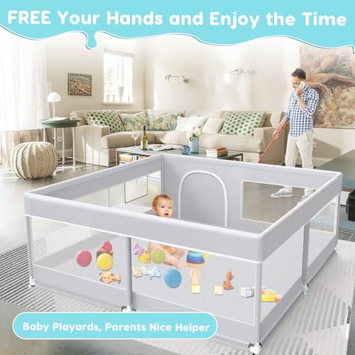 Fshibila Baby Playpen, 50x50 Inch Playard for Babies and Toddlers,