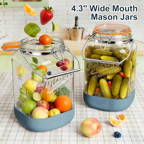 Dwbligt 1.5 Gallon Square Glass Jar with Airtight Hinged Lid, Food Storage