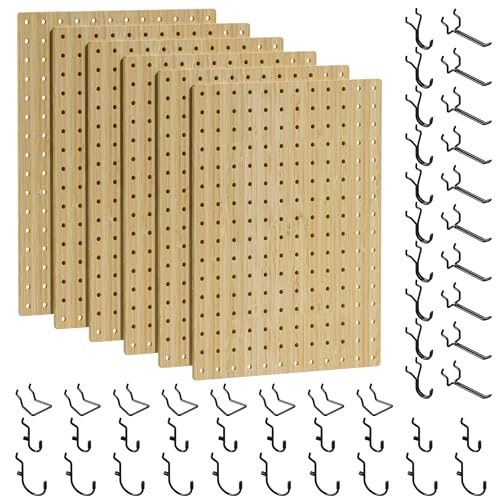 VOIMO Bamboo Pegboard Organizer Set, 6 Panels (16"x12")