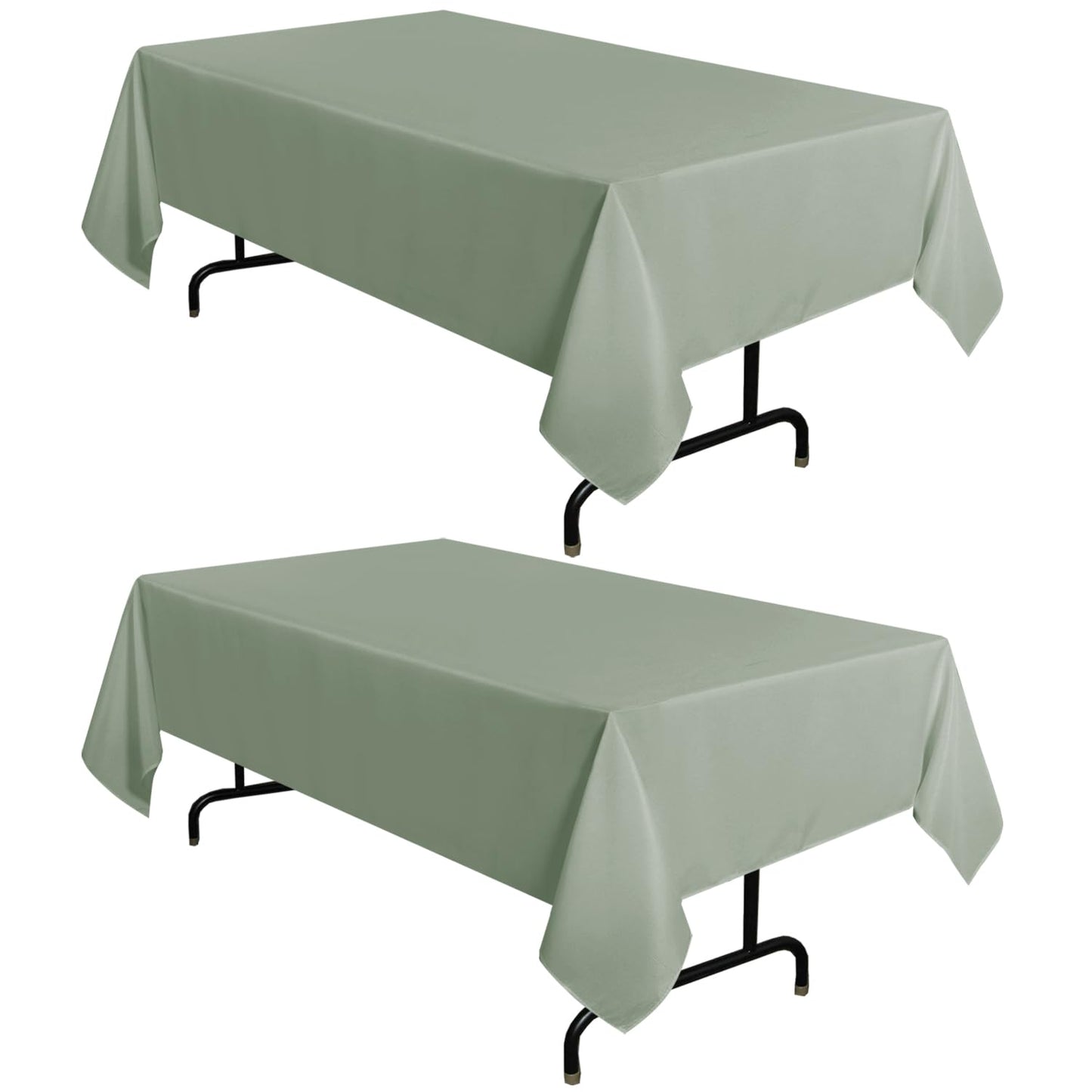 sancua 2 Pack Sage Green Tablecloth 60 x 102 Inch, Rectangle Table Cloth for 6 Feet Tables - Stain and Wrinkle Resistant Washable Polyester Table Cover for Dining Tables, Buffet Parties and Camping