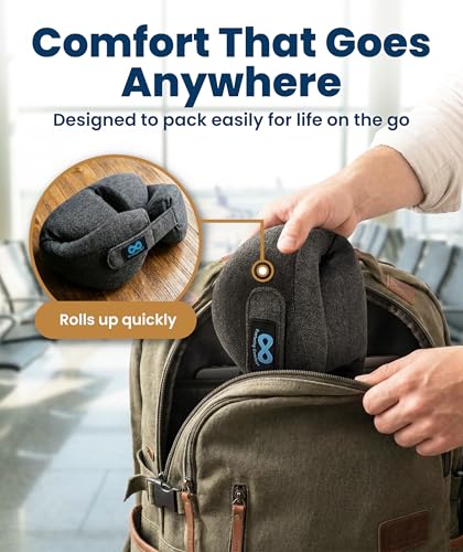 Everlasting Comfort Gray Large Memory Foam Travel Neck Pillow - Airplane Support Pillow for Long Flights