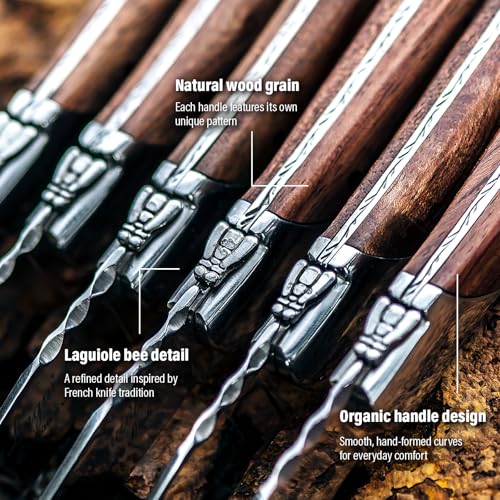 Laguiole Style de Vie Olive Wood Steak Knives Set of 6 - Luxury French Elegance