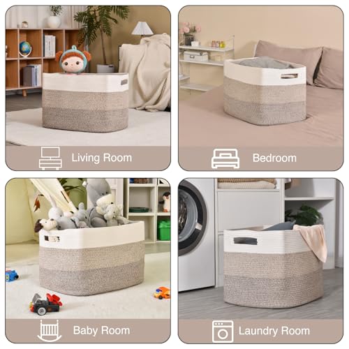 Extra Large Blanket Basket - Gradient Brown 25x16x16 Storage Bin for Living Room