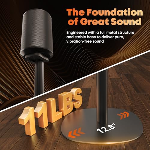 PUTORSEN Black Speaker Stands for Sonos Era 100, 100 SL & Era 300 - Set of 2, Adjustable Height, Cable Management