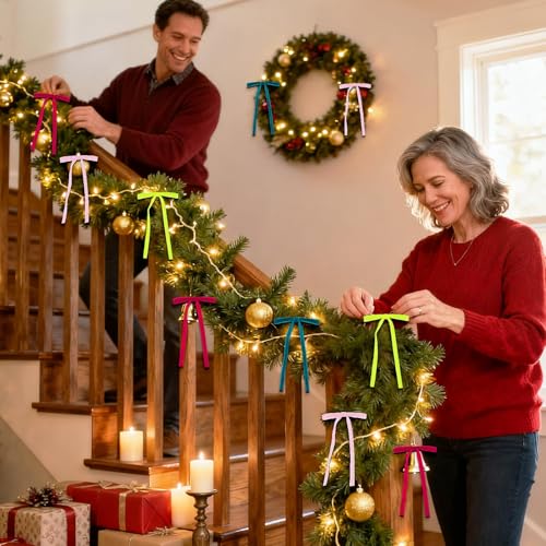 Shaxcoq Multi-Color Velvet Christmas Tree Bows 24-Pack, 5x7 with Twist Ties