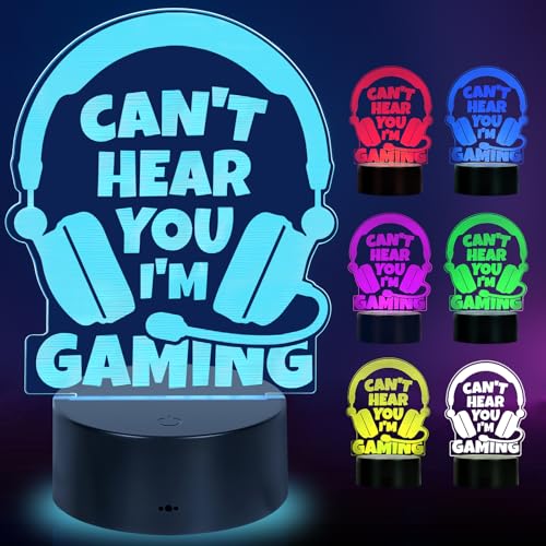 Christmas Gamer Gifts for Boyfriend Year Old Teen Boys Girls Easter Basket Stocking Stuffers, Birthday Gifts for Dad Son Husband Brother Gamer Lover LED Light Up Acrylic Gaming Night Light Lamp