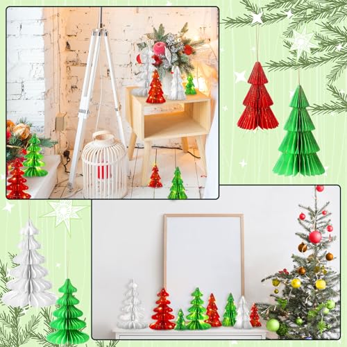 Faccito 8 Pcs Honeycomb Christmas Trees LED - Vibrant Style, Classic Color
