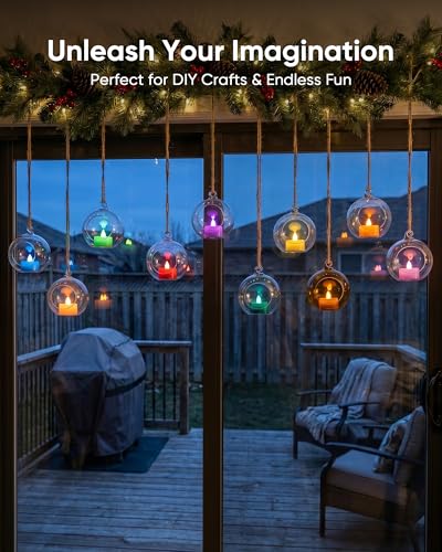 Homemory 12-Pack 7-Color Changing Flameless Tea Lights (White Body) – 200+ Hours