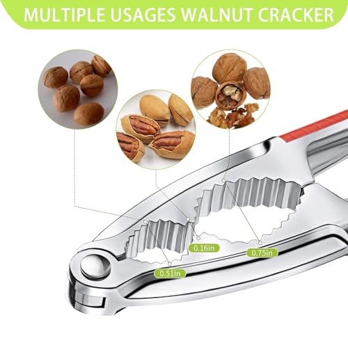 Nut Cracker 2-Pack Stainless Steel with Non-Slip Handle - Red, Multi-Purpose for Nuts & Shellfish (GZLT)