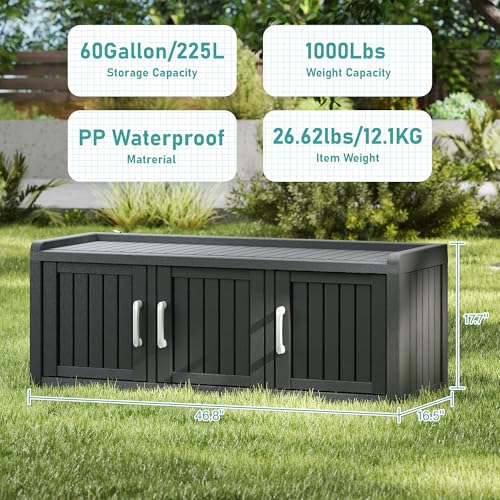 NUNU LAB 3-Door Waterproof Shoe Storage Cabinet with Adjustable Shelves, Entryway Bench, Black