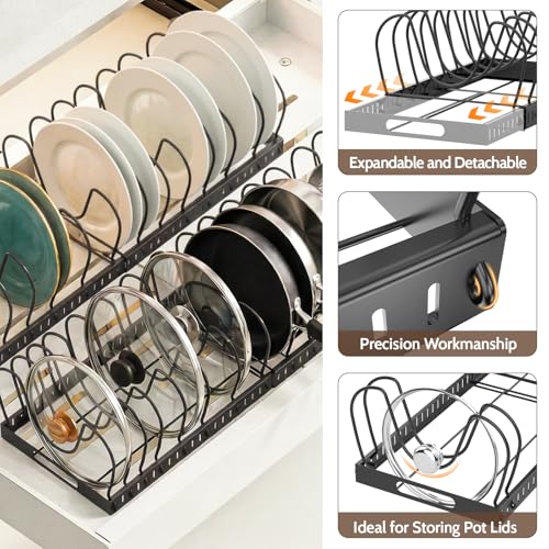 NomNest 2-Pack Expandable Pot and Pan Organizer with 32 Dividers, Under Cabinet Storage, 12-24 inches