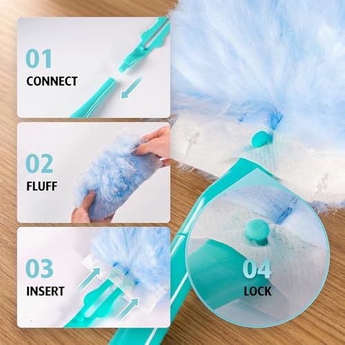 AIR U+ 60 Count 360° Duster Refills with 2 Upgrade Handles for Swiffer