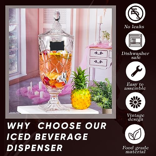 Glass Drink Dispenser Set 1.3 Gallon with Spigot - Clear, 2 Pack for Parties