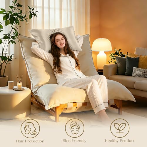 Mulberry Silk Pillowcase for Hair & Skin - 20x26 Beige, 6A Grade, Hidden Zipper