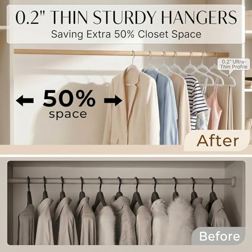 White Plastic Hangers 50 Pack - Slim, Heavy Duty Closet Clothes Hangers