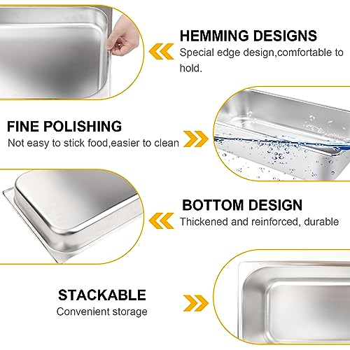 Hotel Food-Grade Stainless Steel Pan Set 2 Pack 1/1 Size 4-Inch Deep Variation of THIS listing