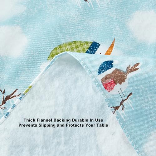 Newbridge Christmas Blue Snowy Snowman Vinyl Tablecloth 60 x 102 Rectangle