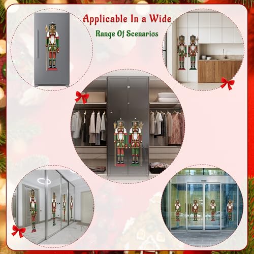 Christmas Black Nutcracker Window Clings - Extra Large 35in, Reusable Double-Sided Decals