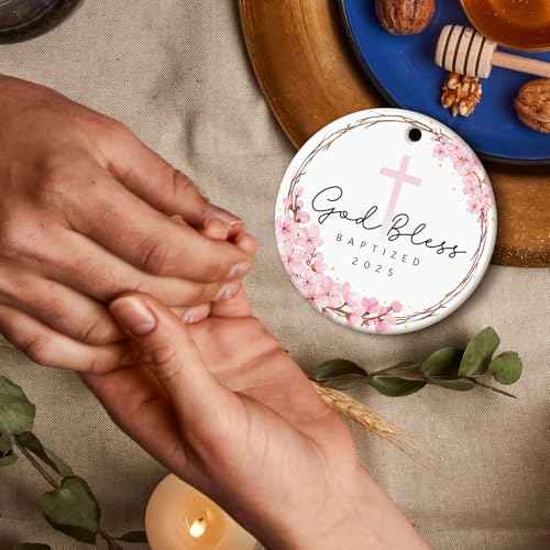 ZAGKOO Easter Baptism Gifts for Girls - Christening Ornament for Baby Girl, Kids, Women - Godchild Gift from Godparents - Religious Easter Decorations, God Bless Baptized Christmas Ornament 2025