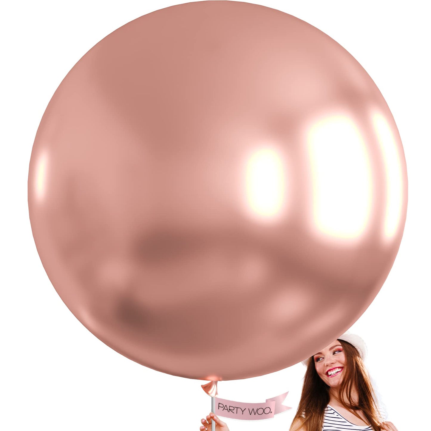 PartyWoo Rose Gold Balloons 4pcs 36 Inch Metallic Chrome Rose Gold Balloons for Wedding Anniversary Sweet 16 Baby Shower Bridal Shower Bridgerton Floral Birthday Party Decorations Rose Gold-G107