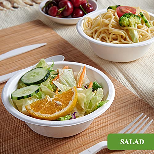 White Compostable 12 oz Bagasse Paper Bowls Bulk - 500 Pack