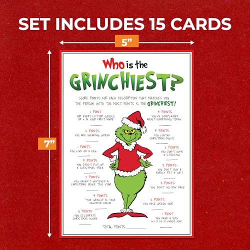 Pink Pixie Studio 15 Who is Most Like The Grinch Game Cards- Fun & Easy for Family Christmas Holiday Office Friends Church Party, Supplies, Activity, Decorations