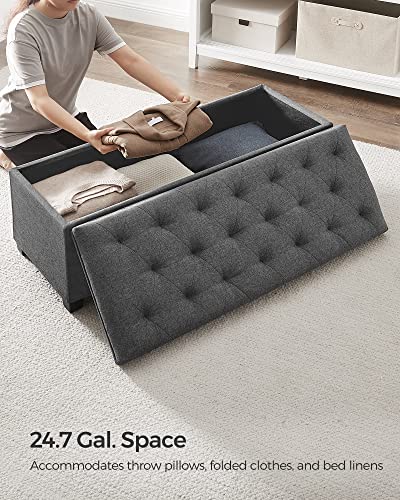 SONGMICS Dark Gray Fabric Storage Ottoman Bench with Legs - Stylish & Heavy-Duty