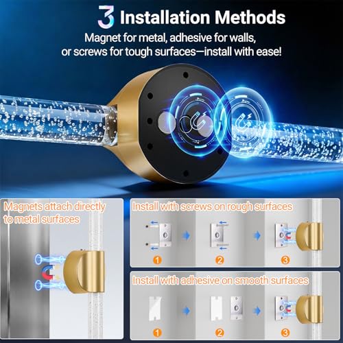 16-Inch Gold Peel and Stick Rechargeable Wireless Wall Sconces Set of 2
