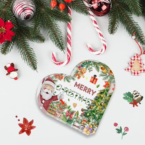 ZsaTuiy Christmas Decorations - Merry Christmas Tabletop Acrylic Heart (Variation: christmas11)