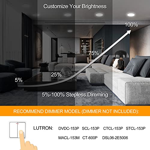 6 Pack 8 Inch LED Recessed Downlights with Dimmable 3CCT & Junction Box - White